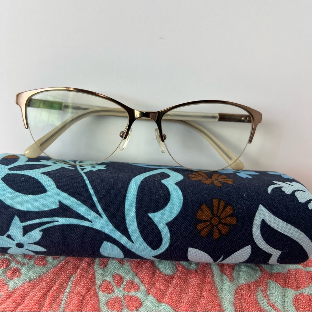Vera Bradley Java Floral Glasses Frames and Case Bronze Half Frame